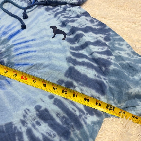 Victoria's Secret PINK Oversize Varsity Sweatshirt Glitter Color Tie Dye Blue LG - Picture 3 of 10
